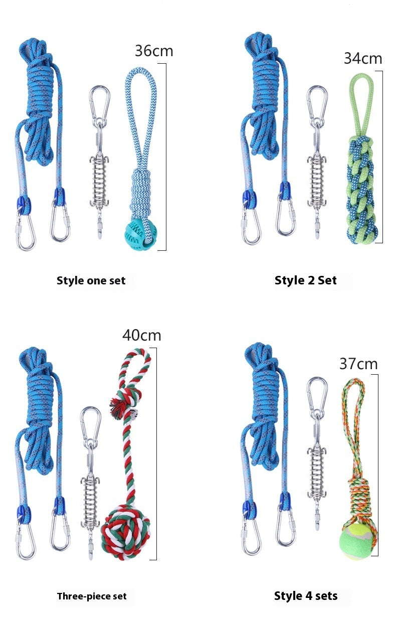 Outdoor Funny Dog Toy Stainless Steel Spring Suspension Cotton String Households Outdoor Toy Training - Xmaker