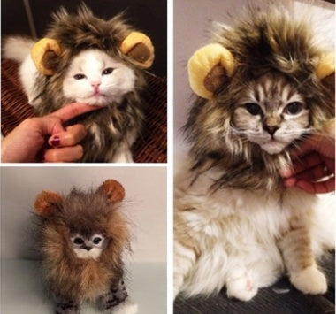 Funny Pet Hat For Small Dogs Cats Hat Emulation Lion Hair Mane Ears Head Cap Scarf Pet Halloween Festival Costume - Xmaker