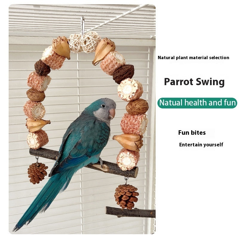 Wooden Parrot Swing Natural Log Bird Stand Pole Perched Wooden Mountain Parrot Toys - Xmaker