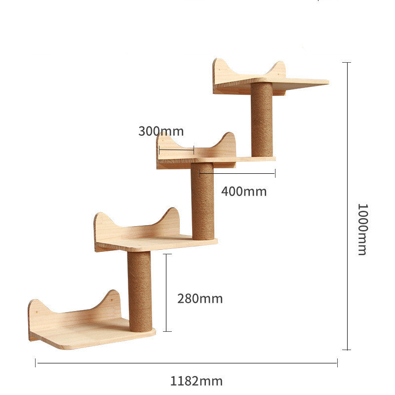 Pet Cat Climbing Frame Wall Type Solid Wood Wall Hanging Platform Ladder Pets Accessories - Xmaker