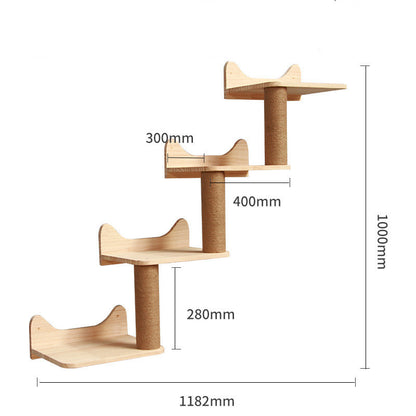 Pet Cat Climbing Frame Wall Type Solid Wood Wall Hanging Platform Ladder Pets Accessories - Xmaker