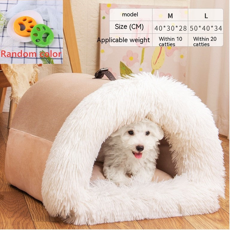 Splice Portable Pet Nest Portable Autumn And Winter Warm Dog Nest Moisture-proof Long Fur Cat Nest - Xmaker