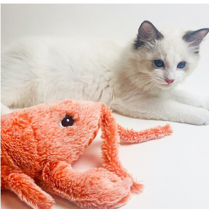 Pet Toys Electric Jumping Shrimp USB Charging Simulation Lobster Funny Cat Plush Pets Toy - Xmaker