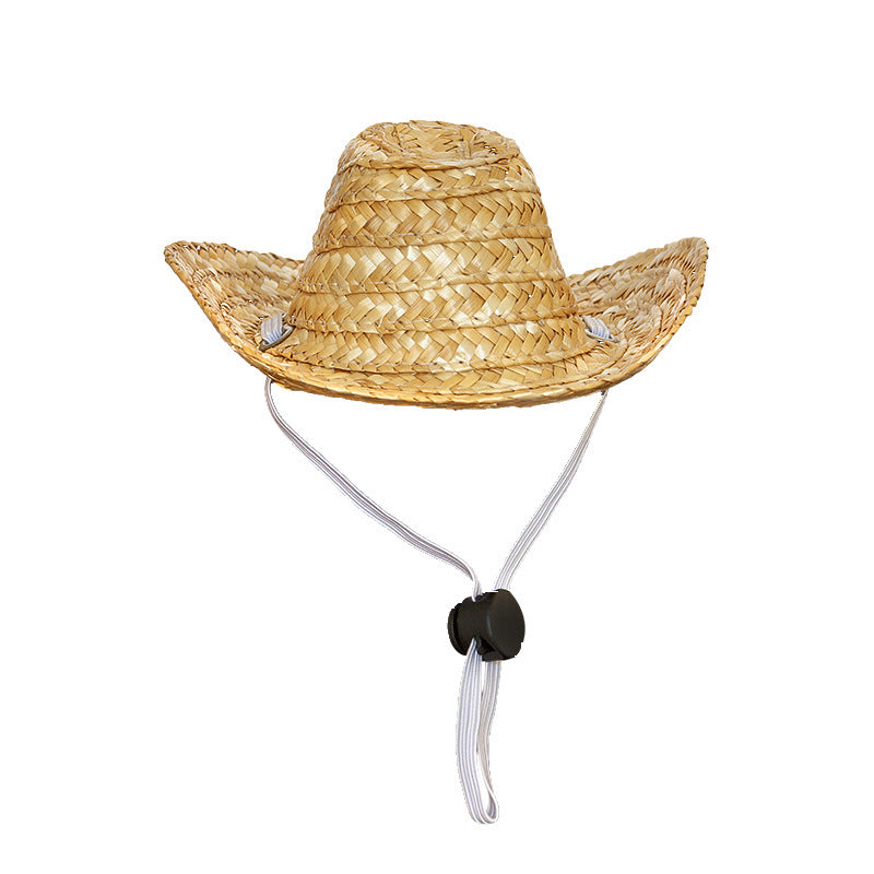 Pet Cat Western Straw Cowboy Hat - Xmaker