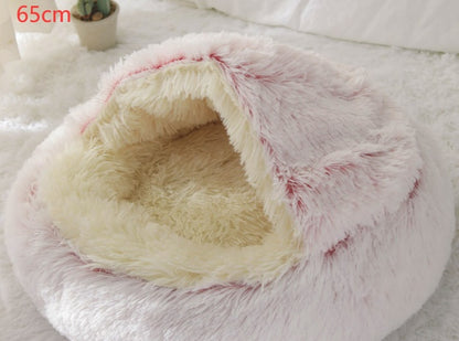 2 In 1 Dog And Cat Bed Pet Winter Bed Round Plush Warm Bed House Soft Long Plush Pets Bed Pet - Xmaker