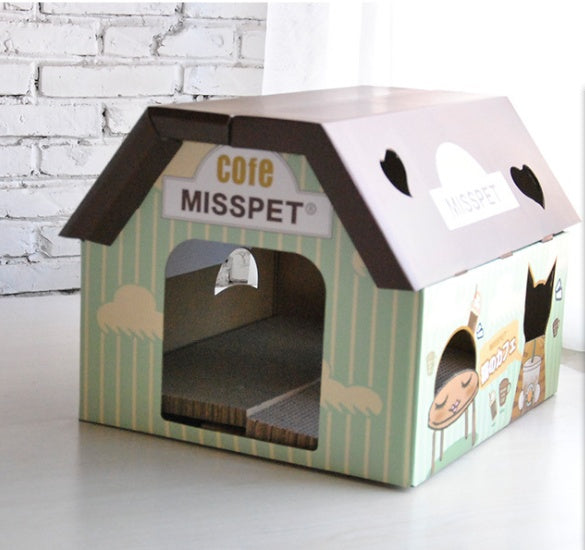 coffee house cat scratch board cat litter cat toy corrugated paper cat house sharpener - Xmaker