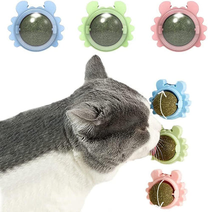 Catnip Wall Ball Piece Cat Toys Edible Cat Licking Toy Cat Chew Toy Teeth Cleaning Cat Bite Toy  Rotatable Indoor Cat Toy Cat Wall Decoration - Xmaker