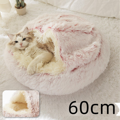 2 In 1 Dog And Cat Bed Pet Winter Bed Round Plush Warm Bed House Soft Long Plush Pets Bed Pet - Xmaker