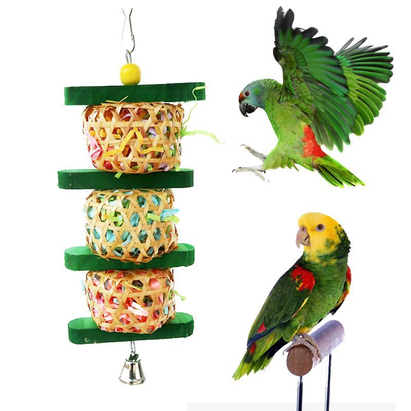 Parrot Supplies Bird Toy Rattan Woven Paper Silk Wood Gnawing Skewers - Xmaker