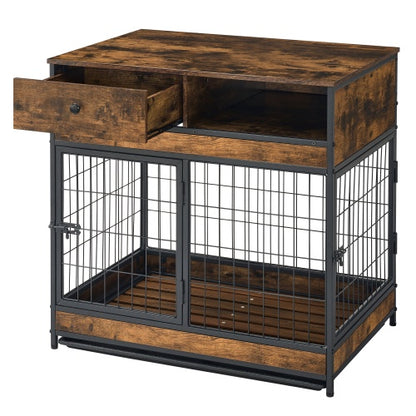 Furniture Dog Cage Double Door, Rustic Brown - Xmaker