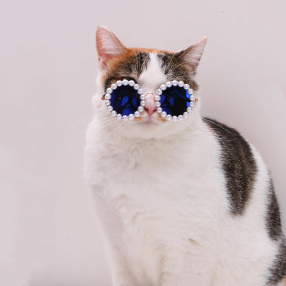 Cat And Dog Pearl Sunglasses - Pet Extravagant Funny Cute Dress Up Costume Accessories For Party - Xmaker