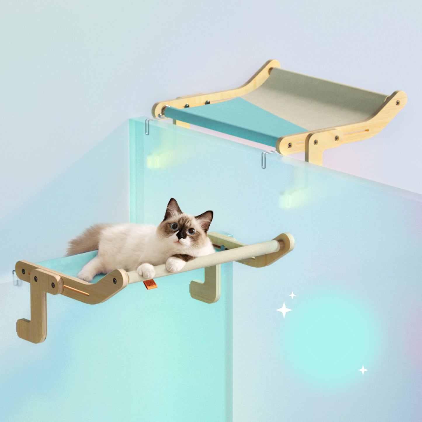 Pet Cat Window Perch 4 Color Wooden Assembly Hanging Bed Cotton Canvas - Xmaker