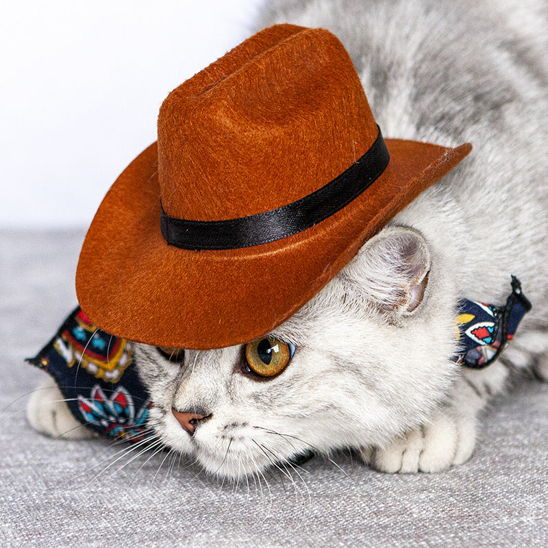 Pet Cat Western Straw Cowboy Hat - Xmaker