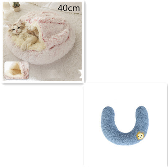 2 In 1 Dog And Cat Bed Pet Winter Bed Round Plush Warm Bed House Soft Long Plush Pets Bed Pet - Xmaker