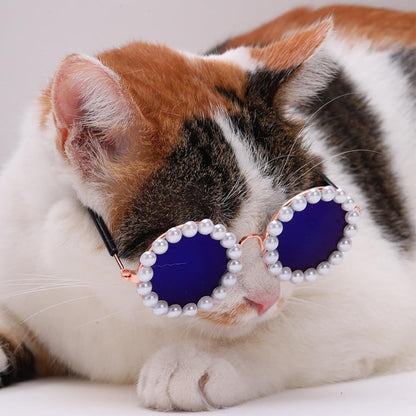 Cat And Dog Pearl Sunglasses - Pet Extravagant Funny Cute Dress Up Costume Accessories For Party - Xmaker