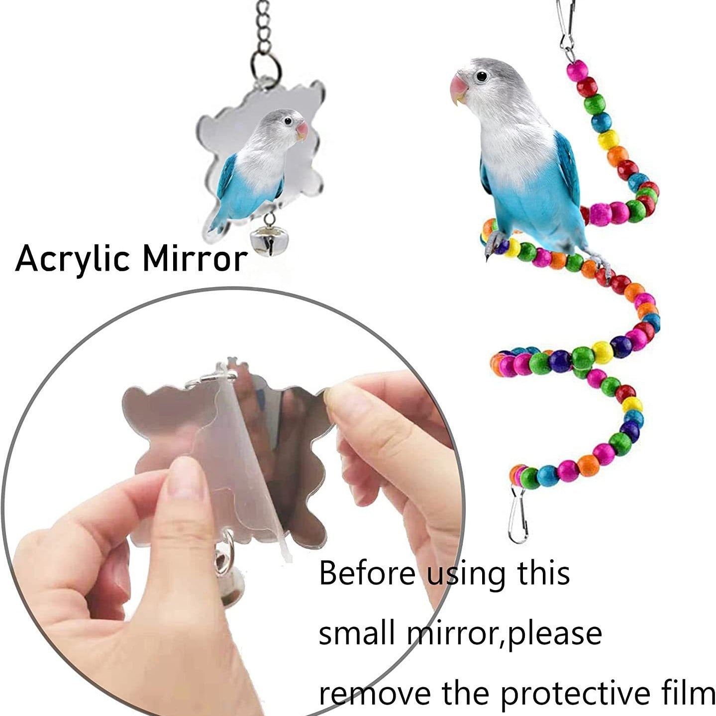 7PCs Parrot Toys Bird Cage Accessories - Xmaker