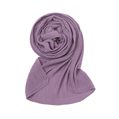 Pure Color Pearl Chiffon Pleated Scarf Women's Sunscreen Shawl - xmaker.ai