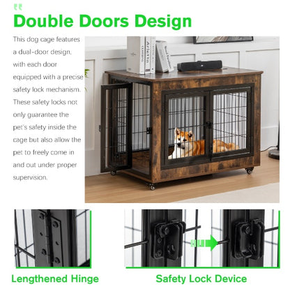 38in Dog Crate Furniture, Large Dog Kennel - Xmaker