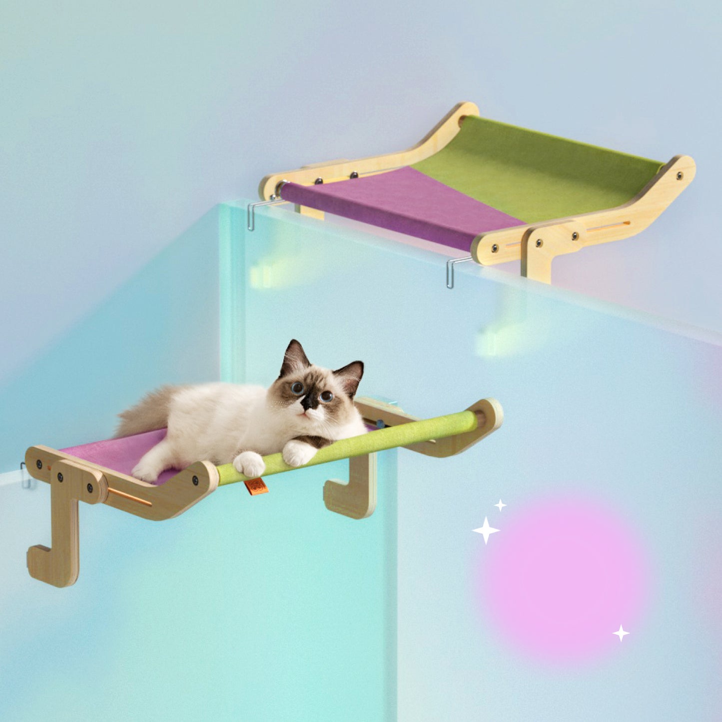 Pet Cat Window Perch 4 Color Wooden Assembly Hanging Bed Cotton Canvas - Xmaker