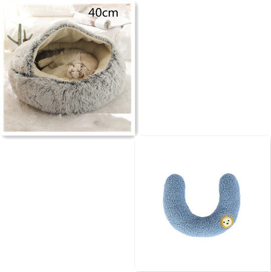 2 In 1 Dog And Cat Bed Pet Winter Bed Round Plush Warm Bed House Soft Long Plush Pets Bed Pet - Xmaker