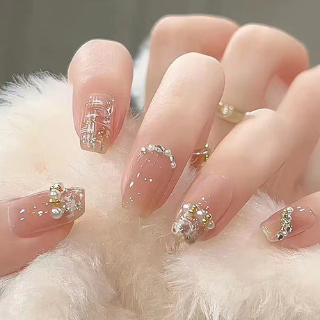 Fragrance style pearl nail art cute short ballet nail wearable nail art - Xmaker