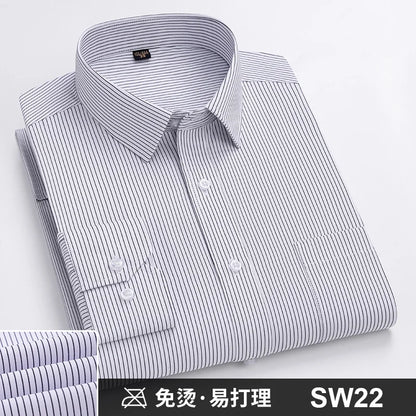 Men's Formal Shirt Long Sleeve Striped Anti-wrinkle Non-ironing