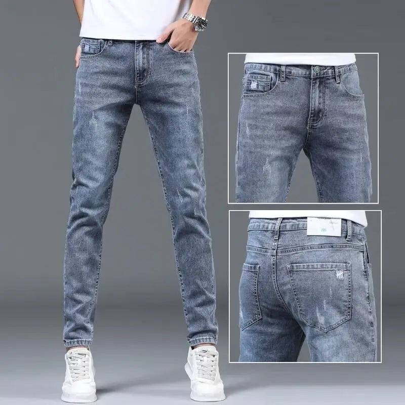 Luxury Summer Designer Korean Classic Streetwear Cowboy Pants for Men Fashionable and Comfortable Boyfriend Skinny Jeans Men - xmaker.ai