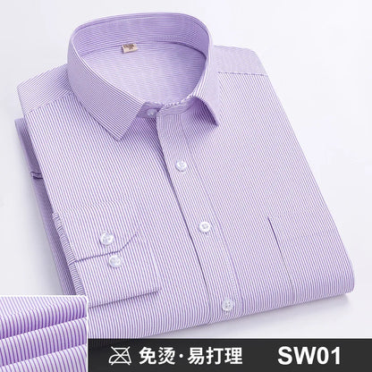 Men's Formal Shirt Long Sleeve Striped Anti-wrinkle Non-ironing