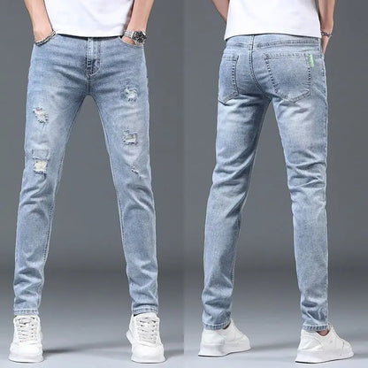 Luxury Summer Designer Korean Classic Streetwear Cowboy Pants for Men Fashionable and Comfortable Boyfriend Skinny Jeans Men - xmaker.ai