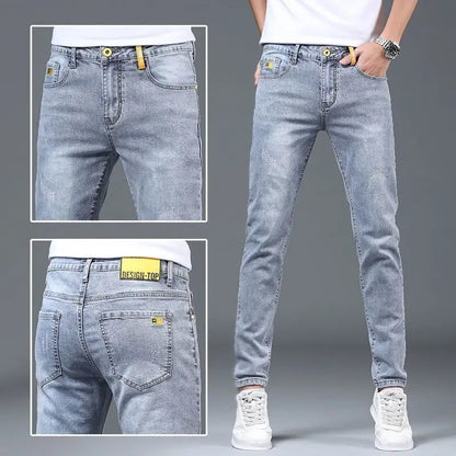 Luxury Summer Designer Korean Classic Streetwear Cowboy Pants for Men Fashionable and Comfortable Boyfriend Skinny Jeans Men - xmaker.ai