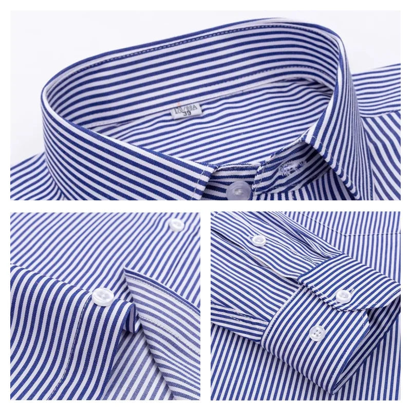 Men's Formal Shirt Long Sleeve Striped Anti-wrinkle Non-ironing