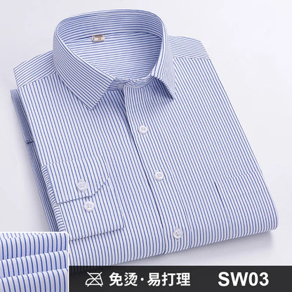 Men's Formal Shirt Long Sleeve Striped Anti-wrinkle Non-ironing