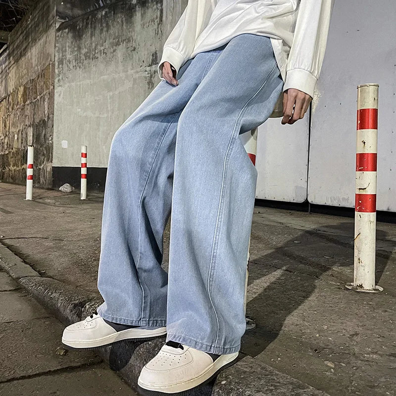 Loose Jeans Men Loose Straight Wide Leg Pants - xmaker.ai