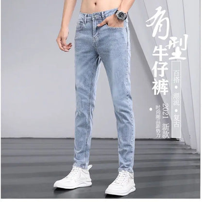 Luxury Summer Designer Korean Classic Streetwear Cowboy Pants for Men Fashionable and Comfortable Boyfriend Skinny Jeans Men - xmaker.ai