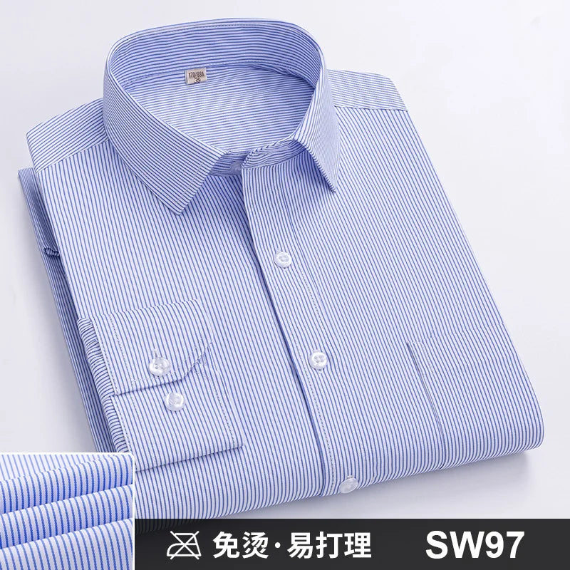 Men's Formal Shirt Long Sleeve Striped Anti-wrinkle Non-ironing