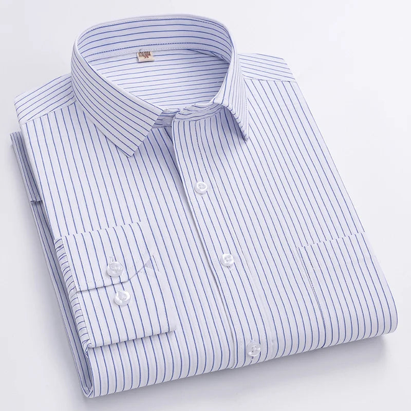 Men's Formal Shirt Long Sleeve Striped Anti-wrinkle Non-ironing