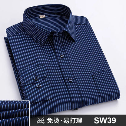 Men's Formal Shirt Long Sleeve Striped Anti-wrinkle Non-ironing