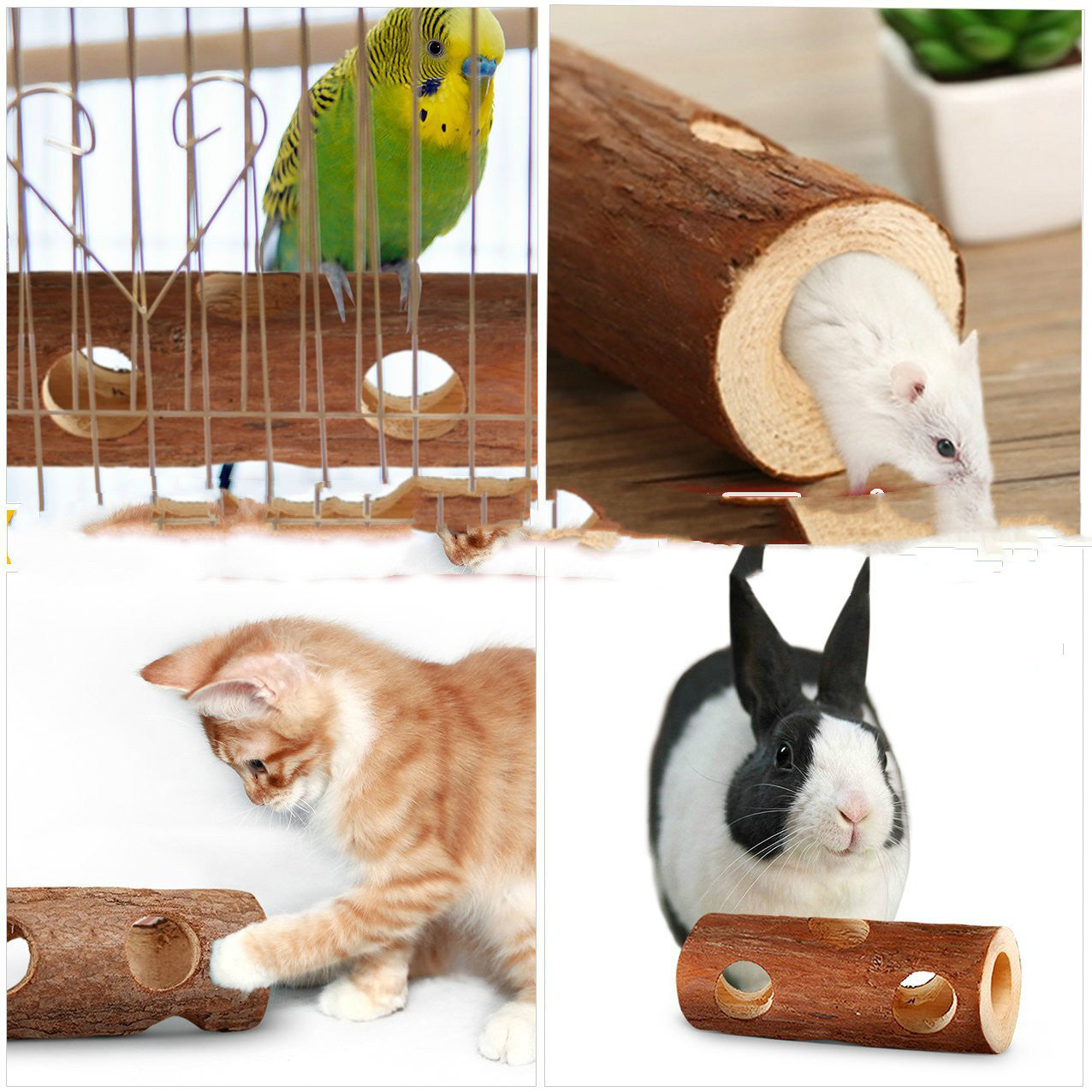 Hamster Solid Wood Pipe Bird Platform Rabbit Molar Dogs And Cats Toy Tree Tube - Xmaker