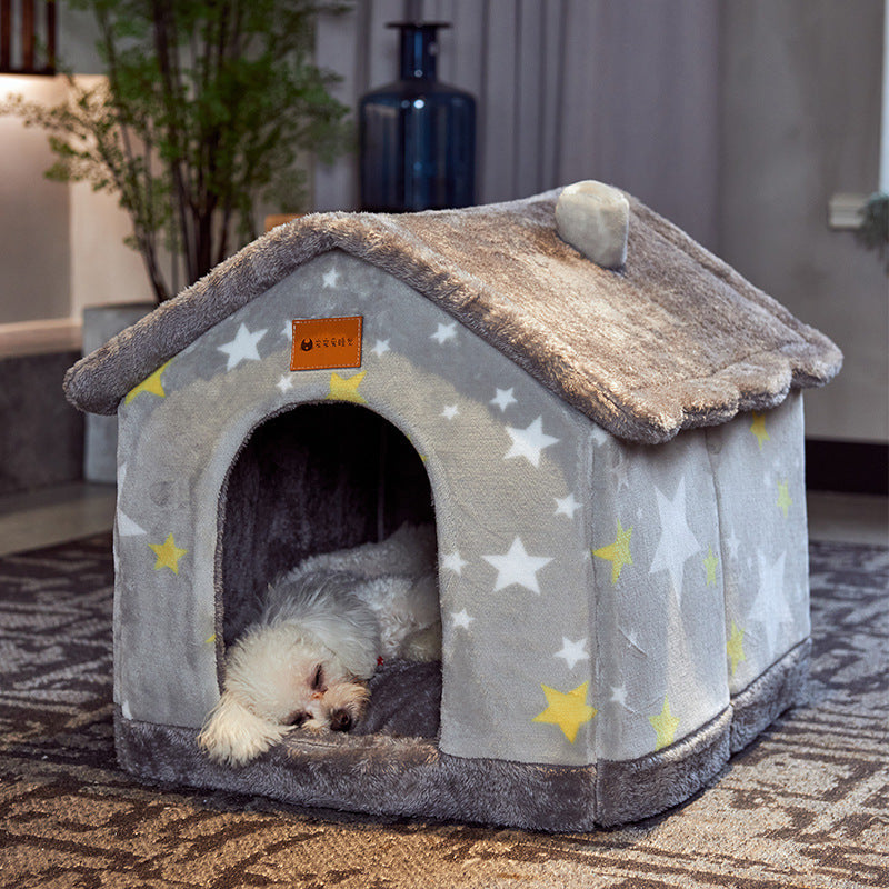 Foldable Dog House Pet Cat Bed Winter Dog Villa Sleep Kennel Removable Nest Warm Enclosed Cave Sofa Pets Supplies - Xmaker