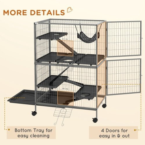 5 Tiers Of Small Animal Cages, Ferret  Large Chinchilla With Hammock Fittings And Heavy Duty Wires - Xmaker