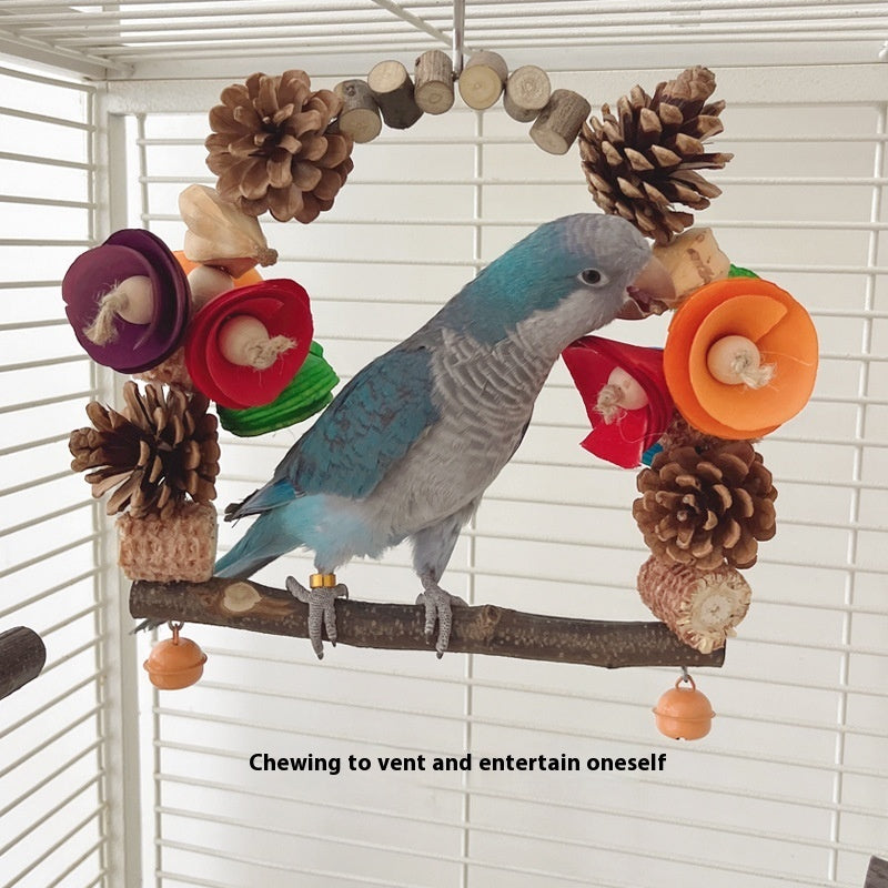 Parrot Swing Pine Nut Grinding Mouth Grinding Claw Log Bird Stand Rod Color Decoration - Xmaker