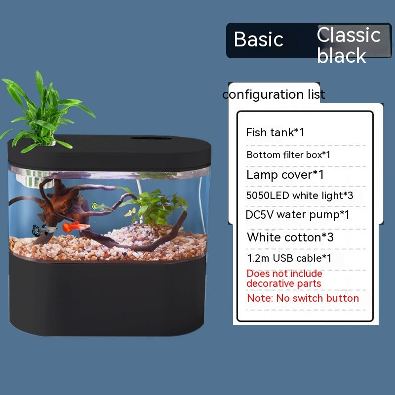 Aquarium Ecological Landscape Desktop Self-circulation Mini Small Change Water Household Fish Tank - Xmaker