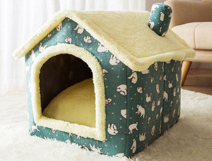 Foldable Dog House Pet Cat Bed Winter Dog Villa Sleep Kennel Removable Nest Warm Enclosed Cave Sofa Pets Supplies - Xmaker