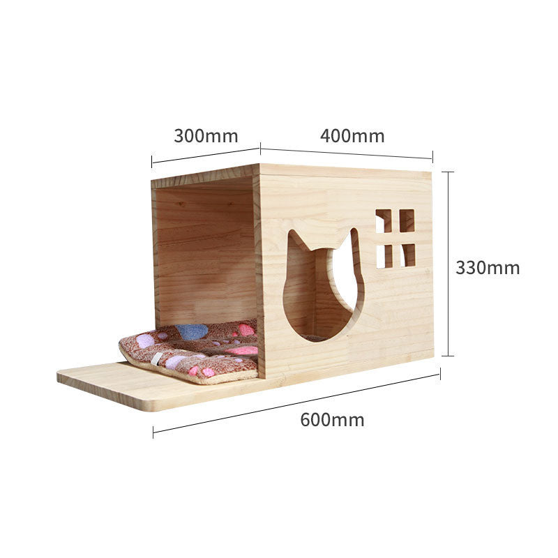 Pet Cat Climbing Frame Wall Type Solid Wood Wall Hanging Platform Ladder Pets Accessories - Xmaker