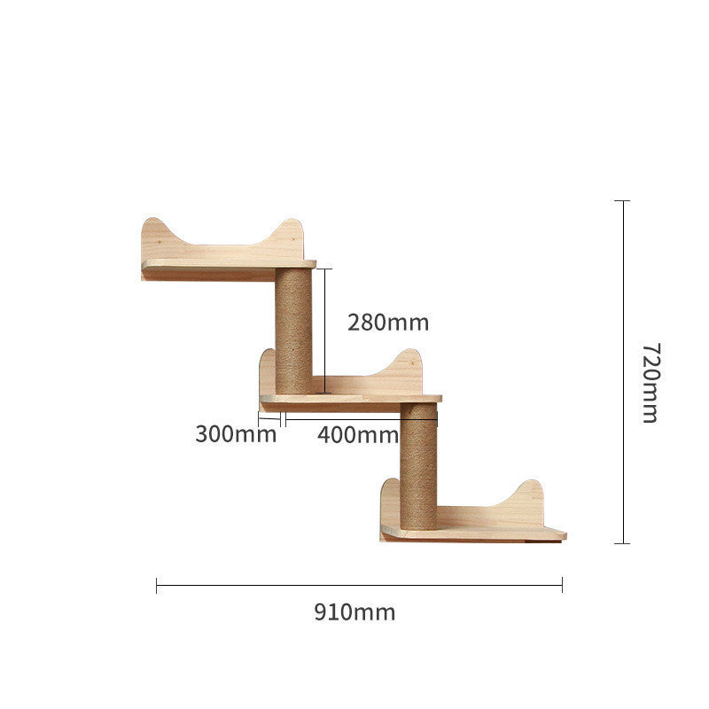 Pet Cat Climbing Frame Wall Type Solid Wood Wall Hanging Platform Ladder Pets Accessories - Xmaker