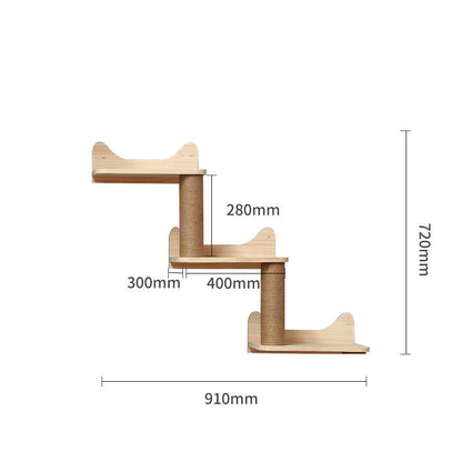 Pet Cat Climbing Frame Wall Type Solid Wood Wall Hanging Platform Ladder Pets Accessories - Xmaker