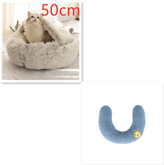 2 In 1 Dog And Cat Bed Pet Winter Bed Round Plush Warm Bed House Soft Long Plush Pets Bed Pet - Xmaker