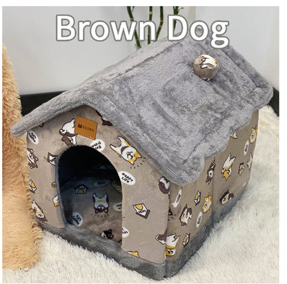 Foldable Dog House Pet Cat Bed Winter Dog Villa Sleep Kennel Removable Nest Warm Enclosed Cave Sofa Pets Supplies - Xmaker