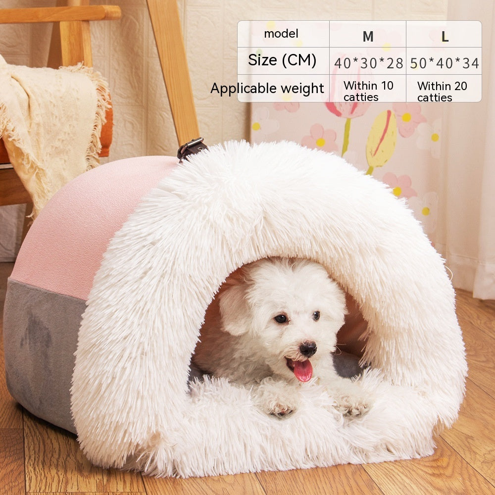 Splice Portable Pet Nest Portable Autumn And Winter Warm Dog Nest Moisture-proof Long Fur Cat Nest - Xmaker