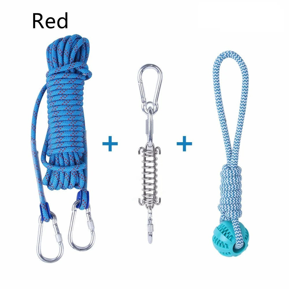 Outdoor Funny Dog Toy Stainless Steel Spring Suspension Cotton String Households Outdoor Toy Training - Xmaker